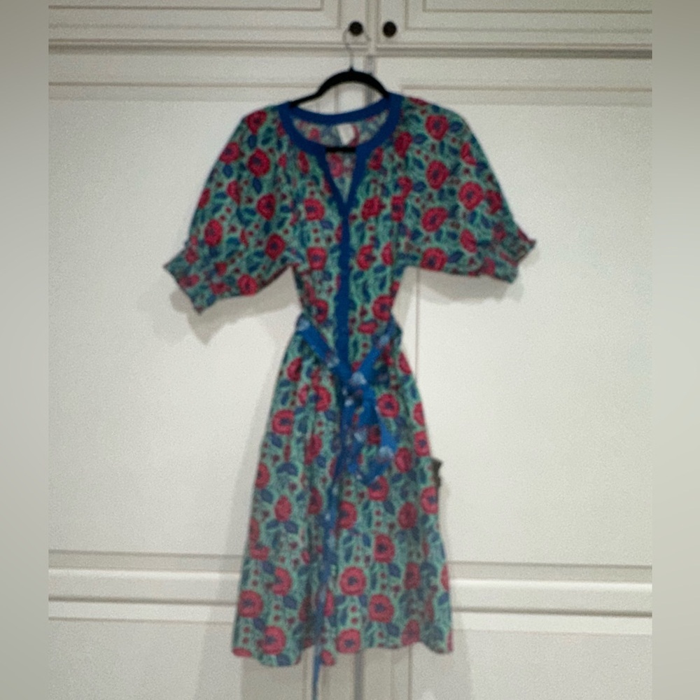Printfresh x Paper Pencil Co Blue Red White Floral Printed Dress - Picture 7 of 8